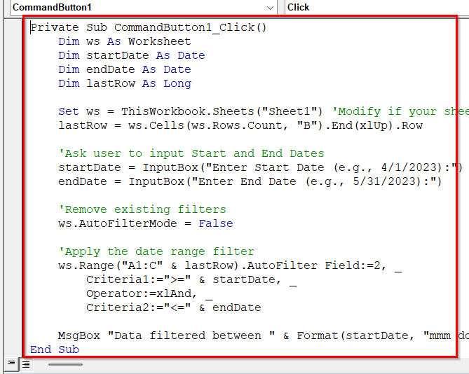 Creating a Custom Filter Button to Filter Dates by Month and Year in Excel