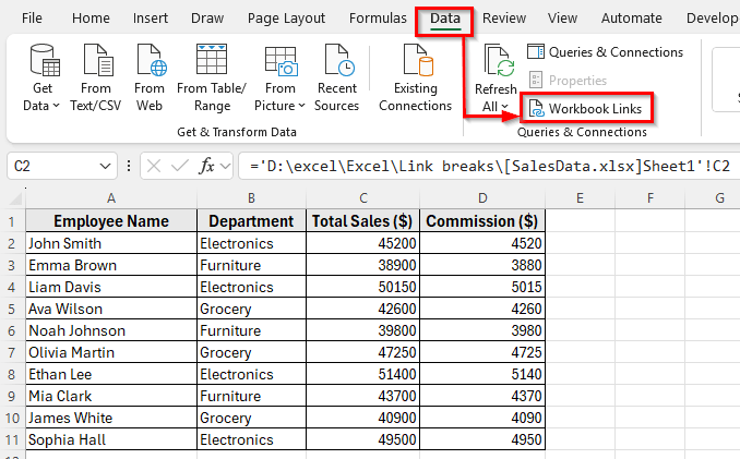 Break Links Using the Workbook Links Option in Excel