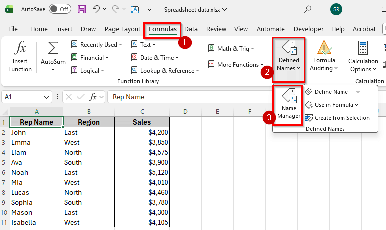 Using Name Manager to Delete Named Range in Excel
