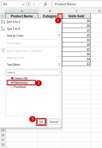 Using SUBTOTAL Function to Count Filtered Cells with Text in Excel