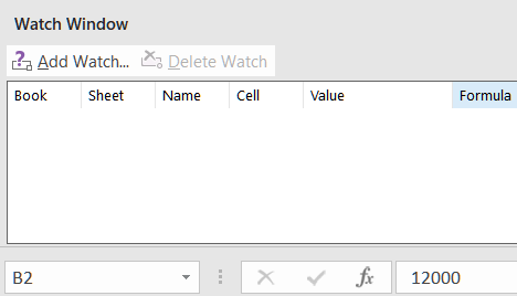 Opening the Excel Watch Window