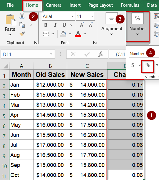 Display Percentage Change Using Error Bars