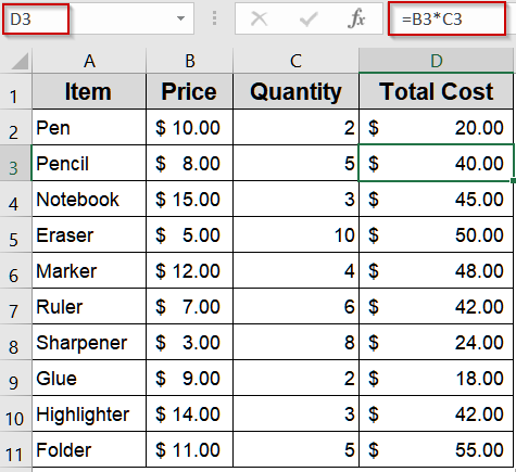 Basic Calculation with Multiple Relative References