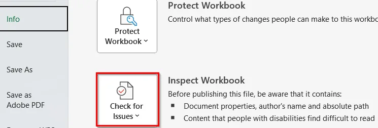 Using the Inspect Document Feature to Remove “Last Modified By” in Excel