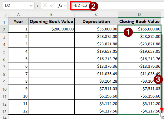 Using the DB Function to Calculate the Declining Balance Depreciation