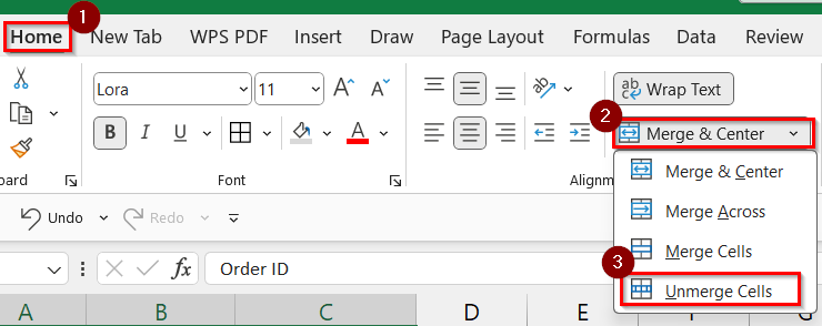Unmerge Any Merged Cells in the Date Column