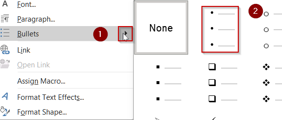Add Bullet Points in the Text Box Using Context Menu