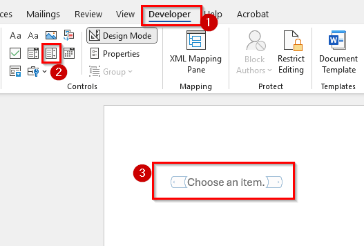 Using the Developer Tab to Create a Manual Drop-Down List in Word