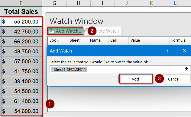 Adding Cells to the Watch Window