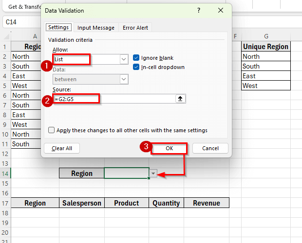 Using the FILTER Function to Extract Data Based on Drop-Down Selection
