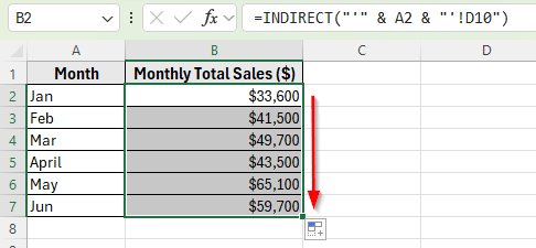 Using the INDIRECT Function to Pull the Same Cell from Multiple Sheets