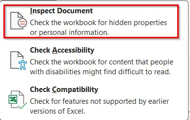 Using the Inspect Document Feature to Remove “Last Modified By” in Excel