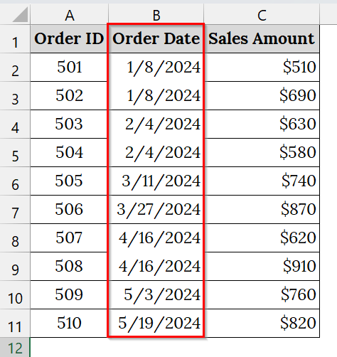 Unmerge Any Merged Cells in the Date Column