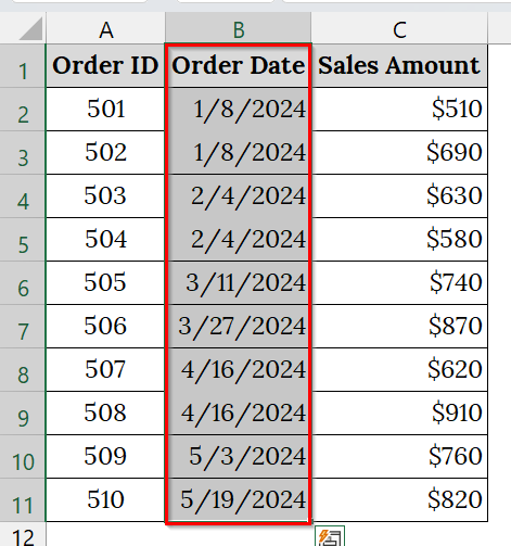 Unmerge Any Merged Cells in the Date Column