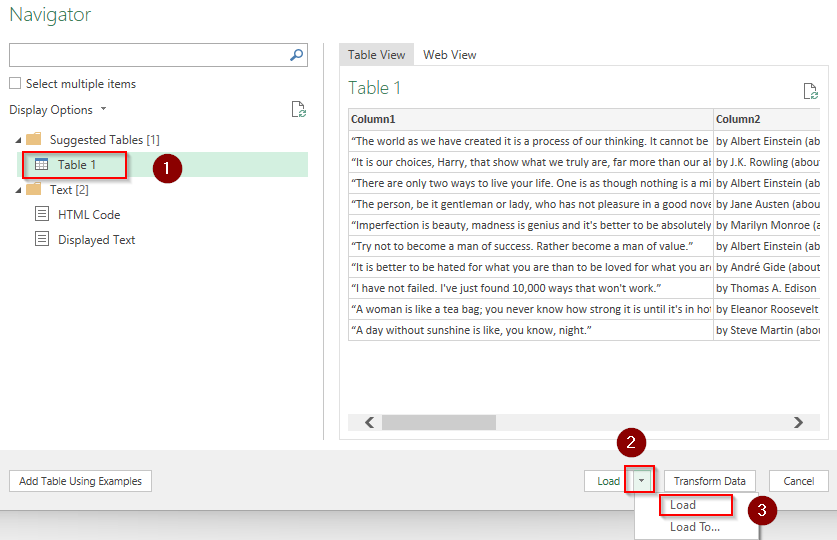 Extract Data from Website Using Power Query