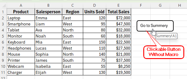 Create a Navigation Button Using Shapes in Excel