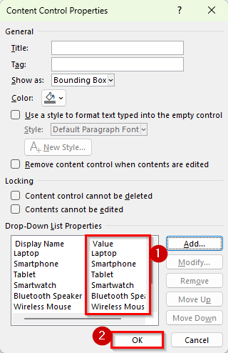 Using the Developer Tab to Create a Manual Drop-Down List in Word