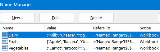 Using Named Ranges in Data Validation