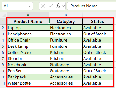 Removing Drop-Down Arrows in Excel Tables