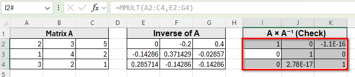 Using the MINVERSE Function to Calculate Inverse Matrix in Excel
