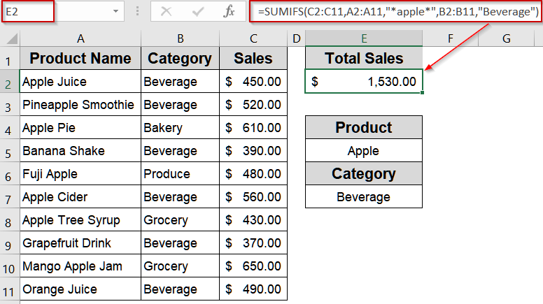 Combine Multiple Conditions Using SUMIFS Function