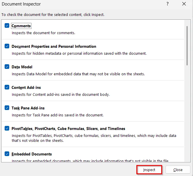 Using the Inspect Document Feature to Remove “Last Modified By” in Excel