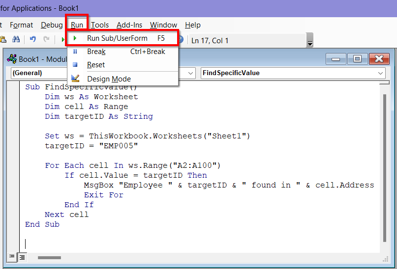Examples of Exit For Command in Excel