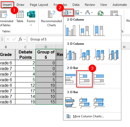 Make Tally Charts in Excel from a Bar Chart