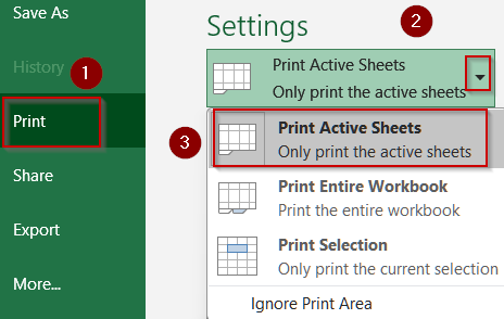 Print Selected Sheets Using the Active Sheets Feature