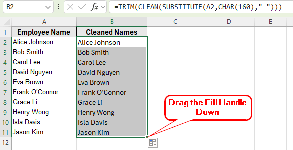 Using SUBSTITUTE, CLEAN, and TRIM Functions Together