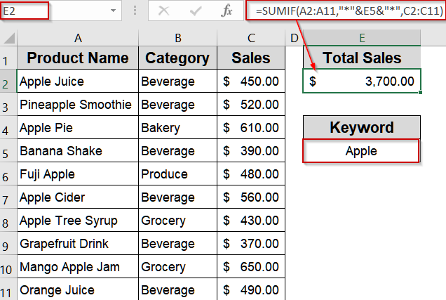 Add Partial Matches Using Cell Reference