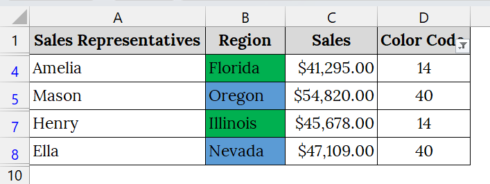 Using Color Code to Filter by Multiple Colors in Excel