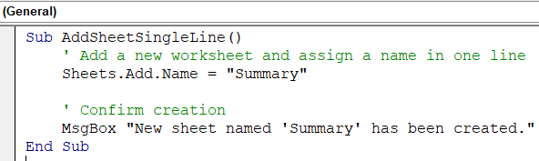 Add and Name the Sheet in a Single Line in Excel VBA