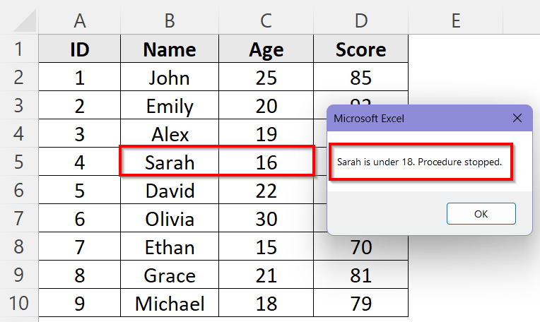 Examples of Exiting a Sub in Excel VBA 