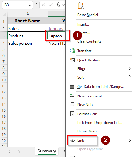 Add a Hyperlink to a Cell Using the Context Menu Option