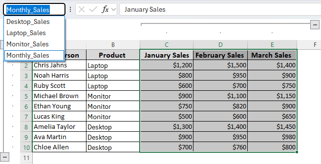 Create Groups and Assign Names Using the Name Box