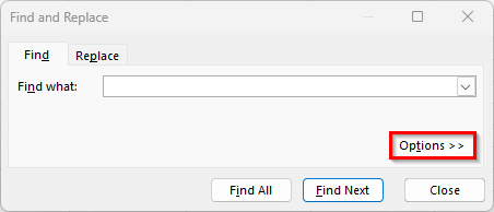 Using Find and Replace Tool to Count Colored Cells in Excel