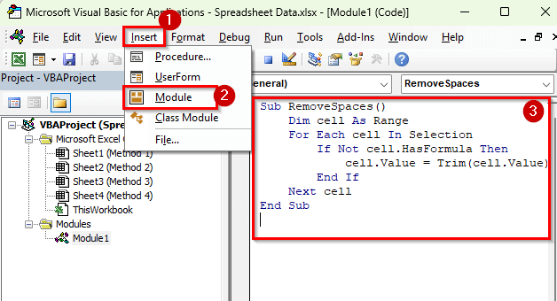 Using VBA Macro to Remove Leading and Trailing Spaces in Excel