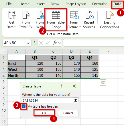 Using Power Query to Transpose a Matrix in Excel