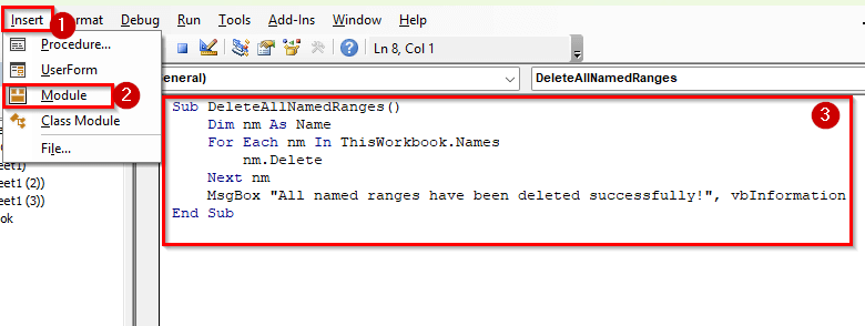 Applying VBA to Delete Named Range in Excel