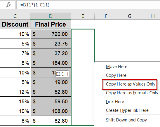 Dragging Values Using Mouse Action