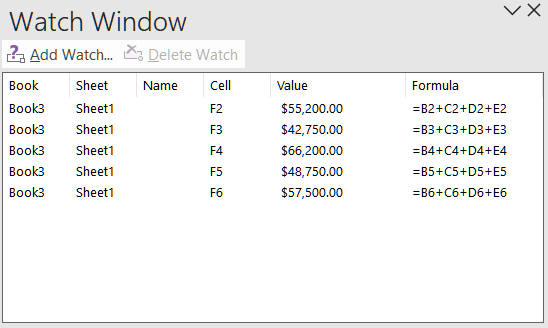 Deleting Cells from the Watch Window