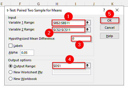 Use the Data Analysis ToolPak to Perform a Paired T Test