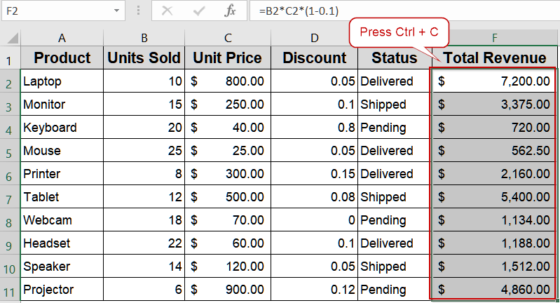 Lock Values Using Paste Special by Converting Formulas to Values