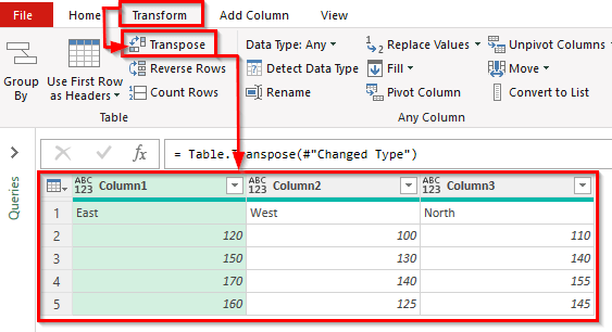 Using Power Query to Transpose a Matrix in Excel