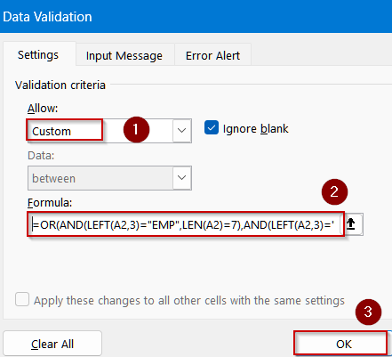 Restrict Entry Based on Starting Characters and Length