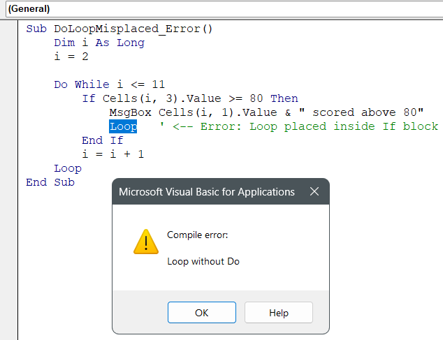 Match Do and Loop Placement Correctly