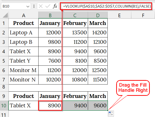 Applying the VLOOKUP with a Dynamic Column Reference