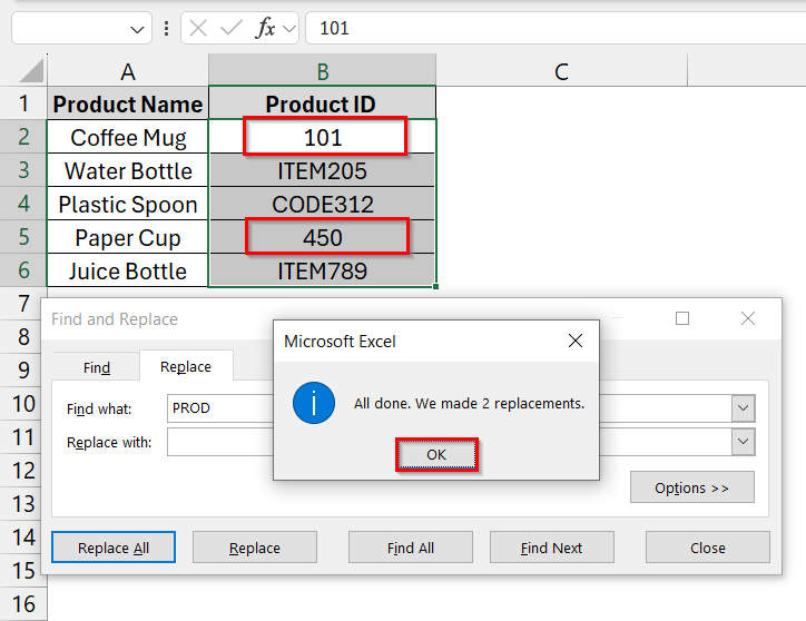 Applying the Find & Replace Tool to Remove Text from Excel while Leaving Numbers