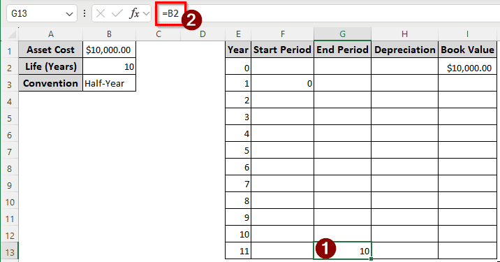 Using the VDB Function to Calculate GDS Depreciation in Excel